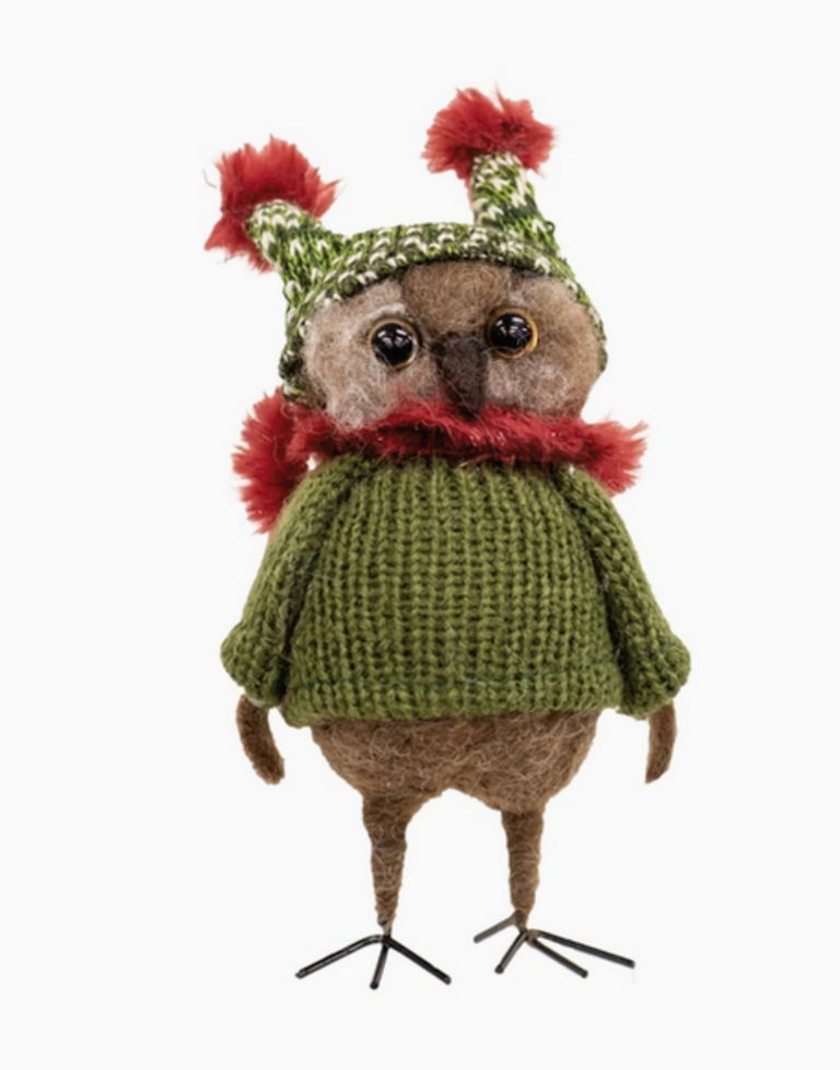 Bright Ideas Cozy Sweater Owl Felted Ornament