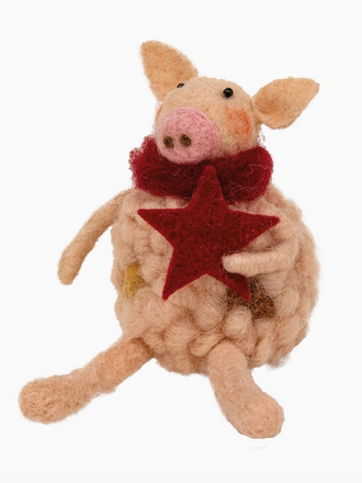 Bright Ideas Felted Pig Ornament