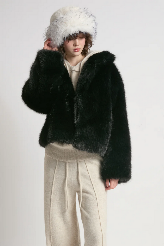 Look By M The Sacha Fur Jacket - Black