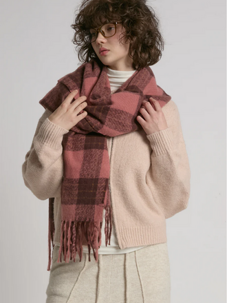 Look By M Rosewood Check Scarf - Pink