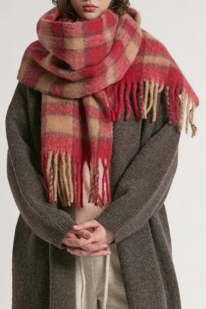 Look By M Daylight Brushed Scarf - Red