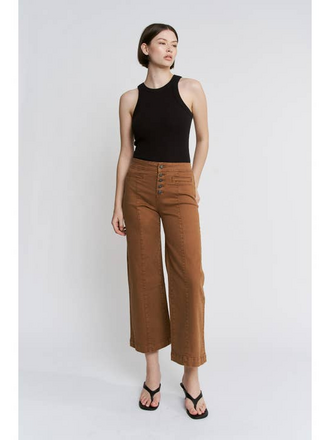 Mica Denim High Rise Wide Crop Leg in Caramel