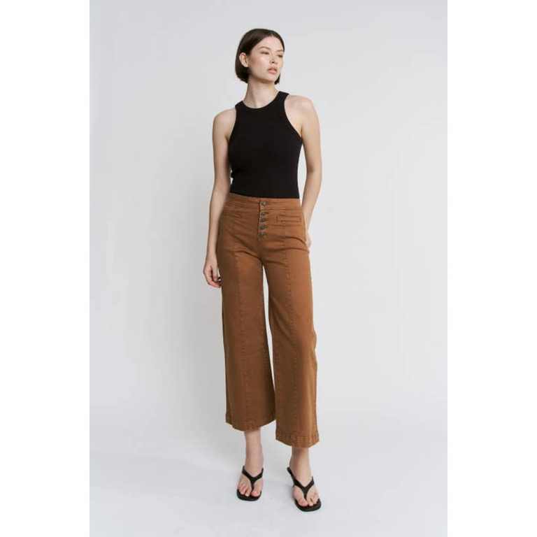 Mica Denim High Rise Wide Crop Leg in Caramel