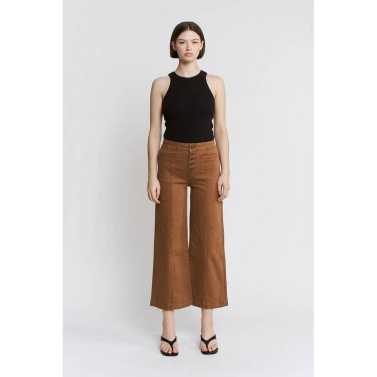 Mica Denim High Rise Wide Crop Leg in Caramel