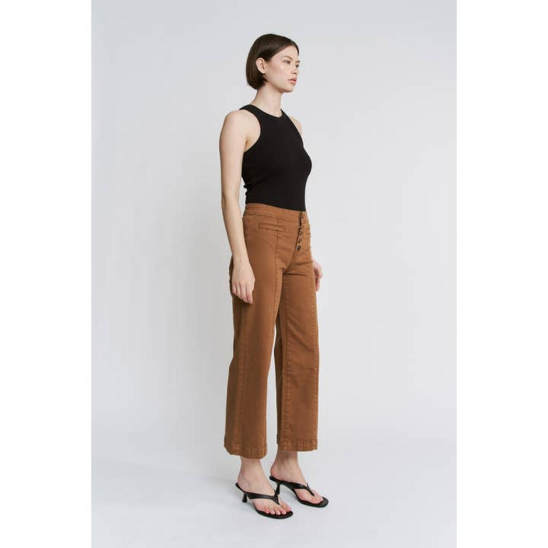 Mica Denim High Rise Wide Crop Leg in Caramel