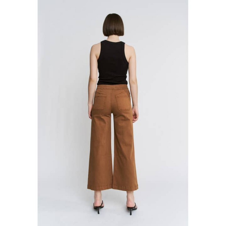 Mica Denim High Rise Wide Crop Leg in Caramel
