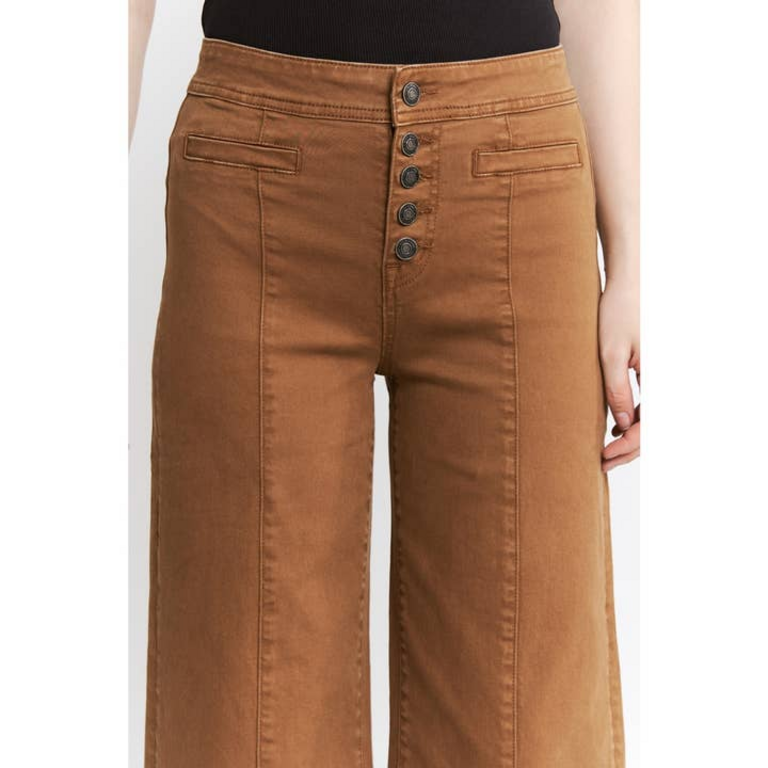Mica Denim High Rise Wide Crop Leg in Caramel
