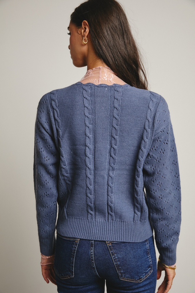 Forte Floral Embroidered Knit Cardigan