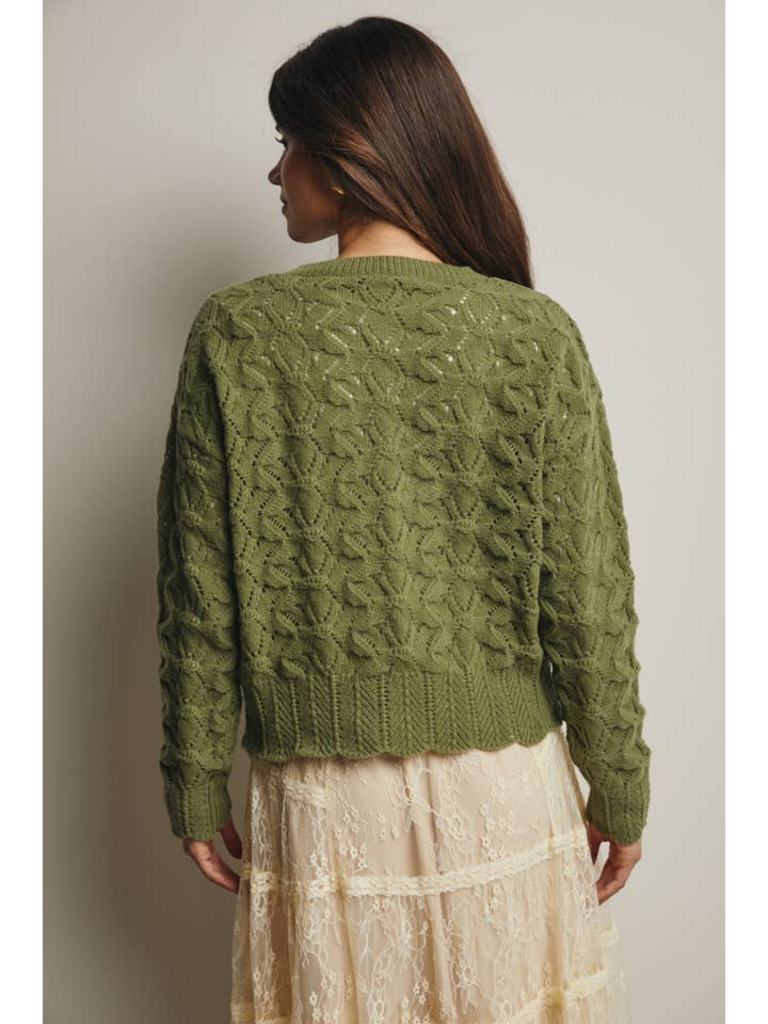 Forte Open-Knit Pointelle Sweater