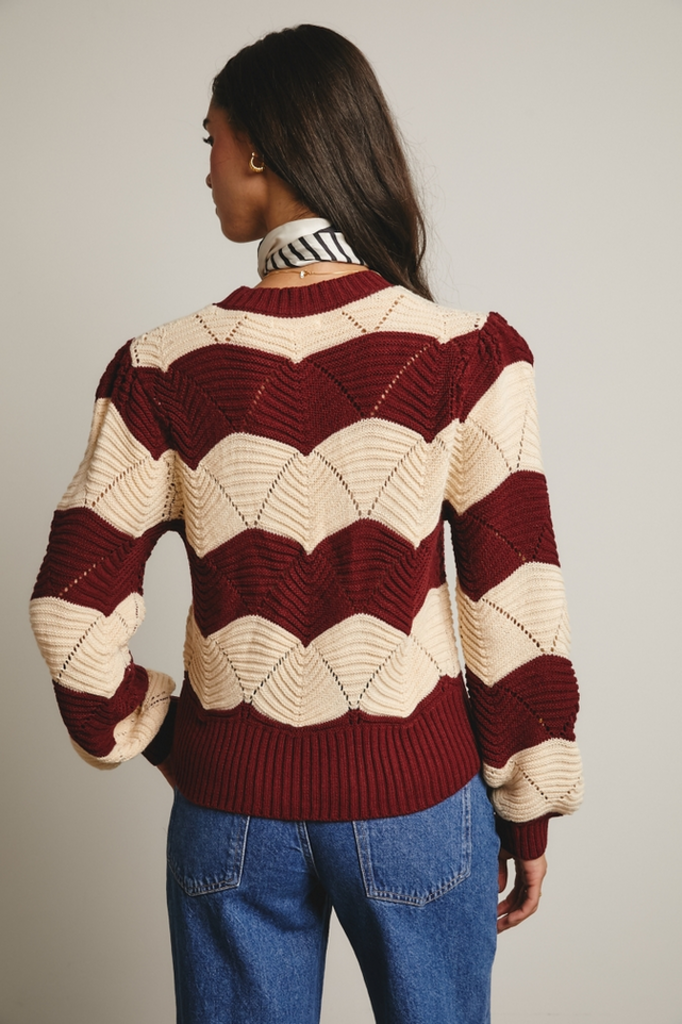 Forte Wave Knit Chevron Pullover