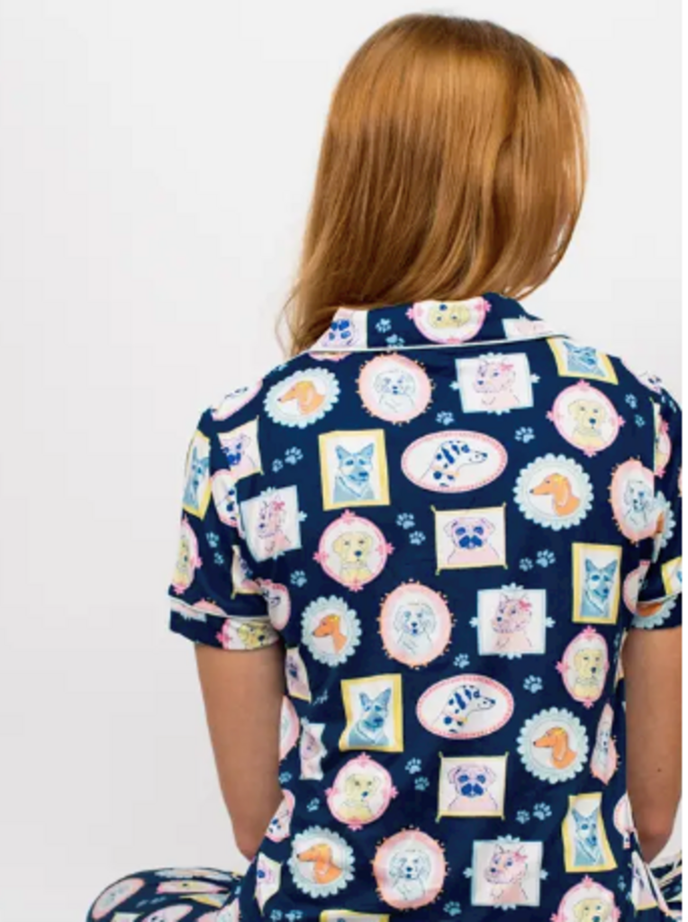 The Royal Standard Royal Pups Short Sleeve Button Up Sleep Shirt Royal