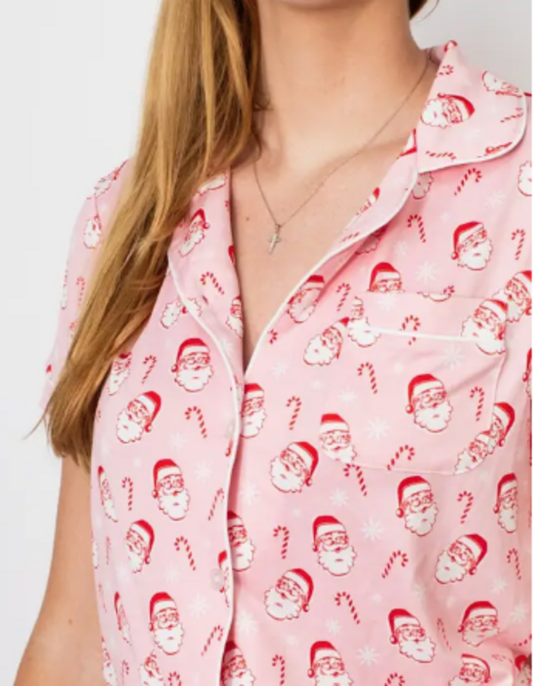 The Royal Standard Candy Cane Cutie Short Sleeve Button Up Sleep Shirt