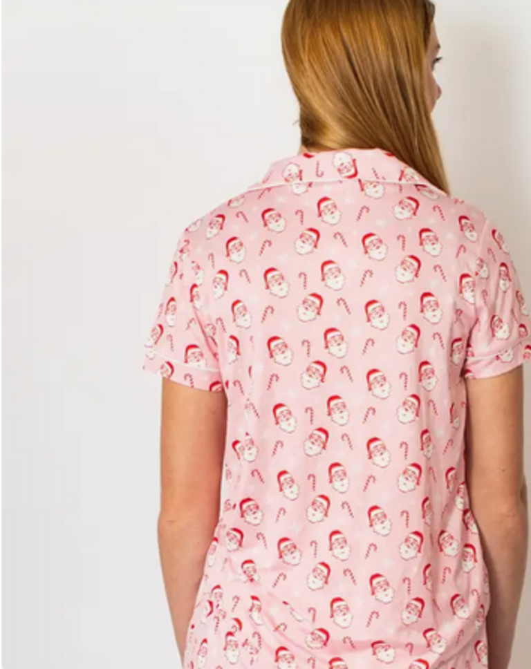 The Royal Standard Candy Cane Cutie Short Sleeve Button Up Sleep Shirt