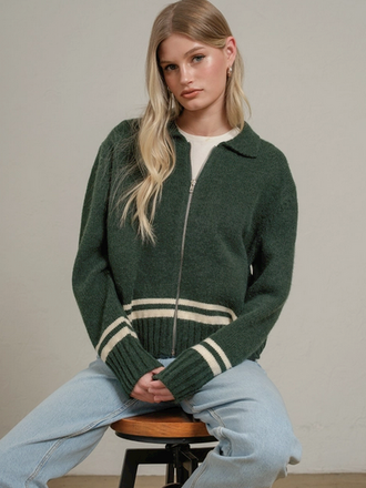 Raisonnel Varsity Zip-Up Knit Jacket - No.8 Detail