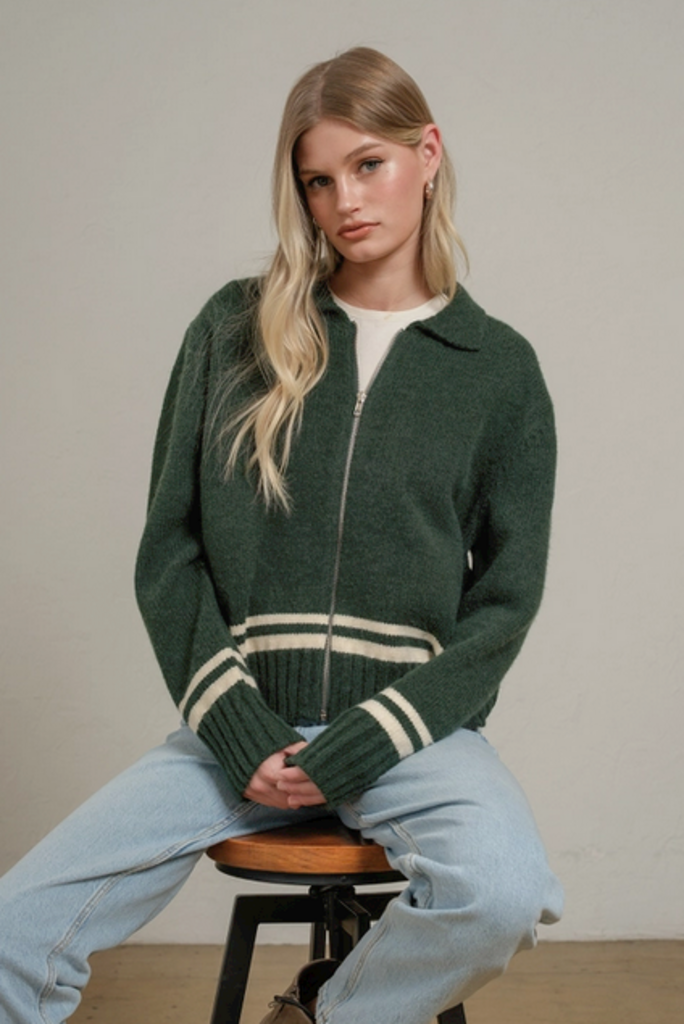 Raisonnel Varsity Zip-Up Knit Jacket - No.8 Detail