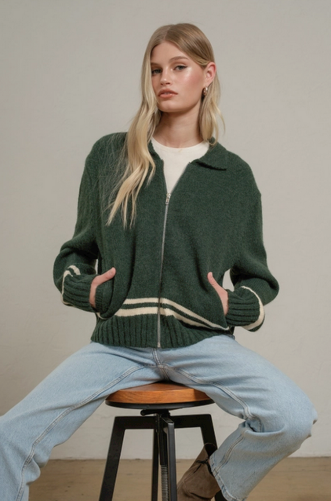 Raisonnel Varsity Zip-Up Knit Jacket - No.8 Detail