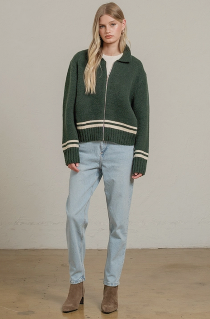 Raisonnel Varsity Zip-Up Knit Jacket - No.8 Detail