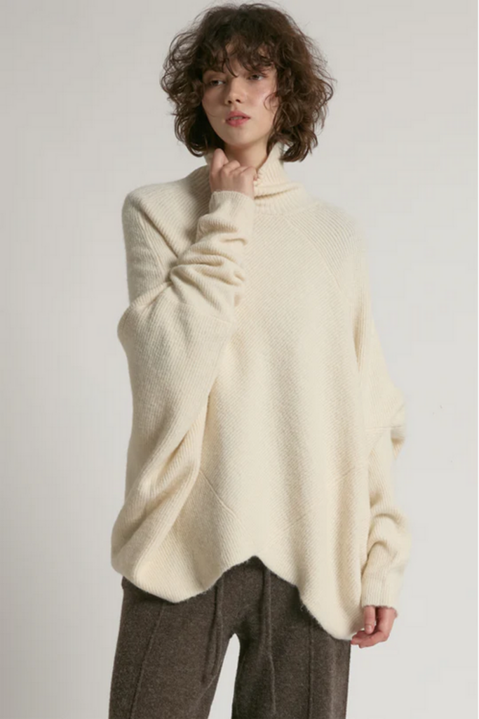 Look By M Notch Knit Pullover Sweater ONE SIZE