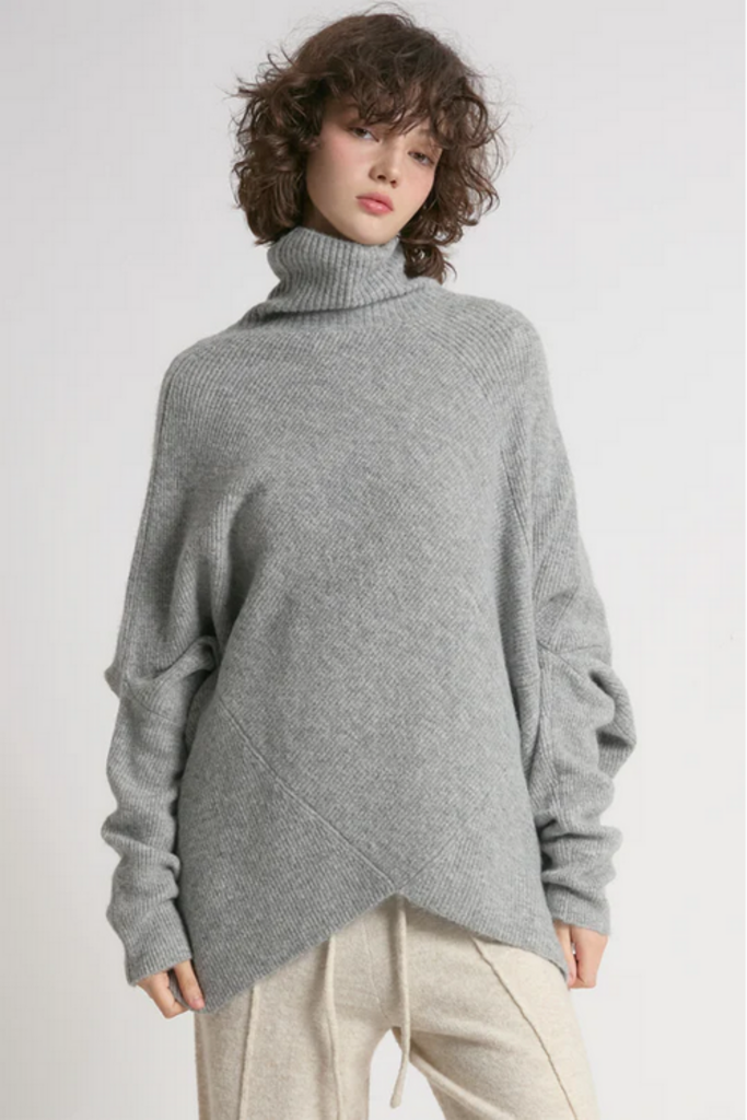 Look By M Notch Knit Pullover Sweater ONE SIZE