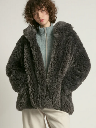 Look By M Shaggy Faux Fur Hooded Coat