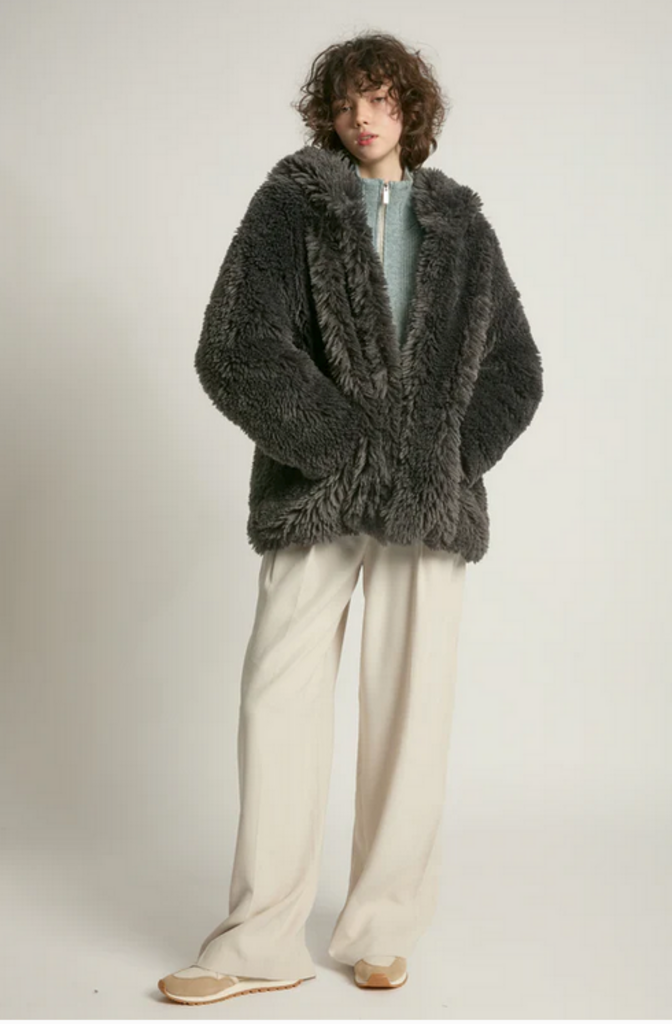 Look By M Shaggy Faux Fur Hooded Coat