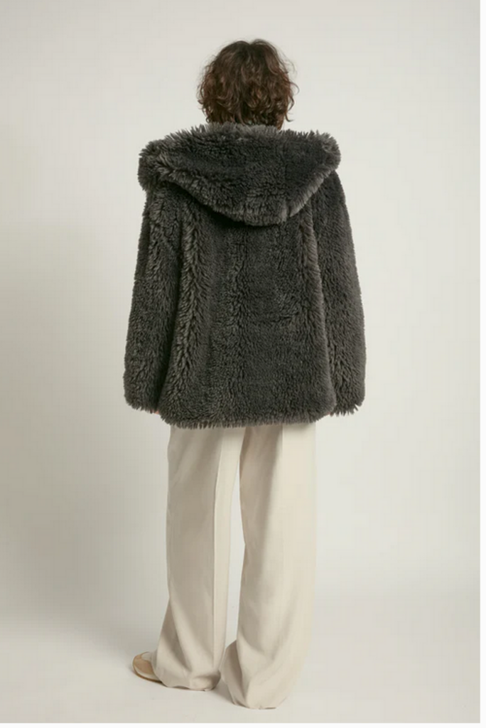 Look By M Shaggy Faux Fur Hooded Coat