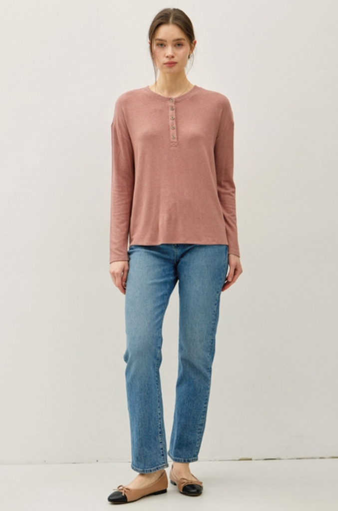 Be Cool Buttery Soft Hacci Henley Top