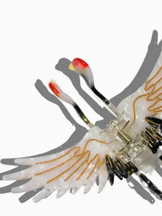 Solar Eclipse Hand-Painted Crane Bird Claw Hair Clip