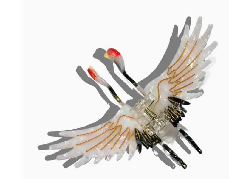Solar Eclipse Hand-Painted Crane Bird Claw Hair Clip