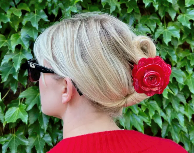 Solar Eclipse Handmade Origami Rose Flower Claw Hair Clip