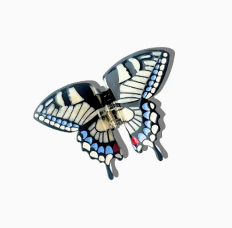 Solar Eclipse Hand-Painted Swallowtail Butterfly Claw Hair Clip