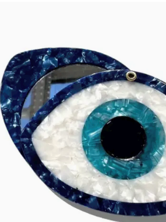 Solar Eclipse Hand-Painted Evil Eye Compact Mirror