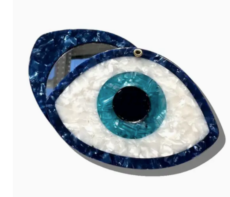 Solar Eclipse Hand-Painted Evil Eye Compact Mirror