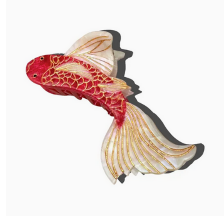 Solar Eclipse Hand-Painted Koi Fish Claw Hair Clip