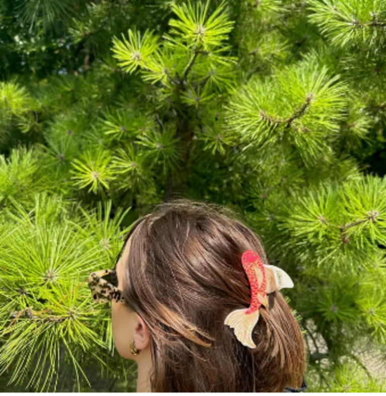 Solar Eclipse Hand-Painted Koi Fish Claw Hair Clip