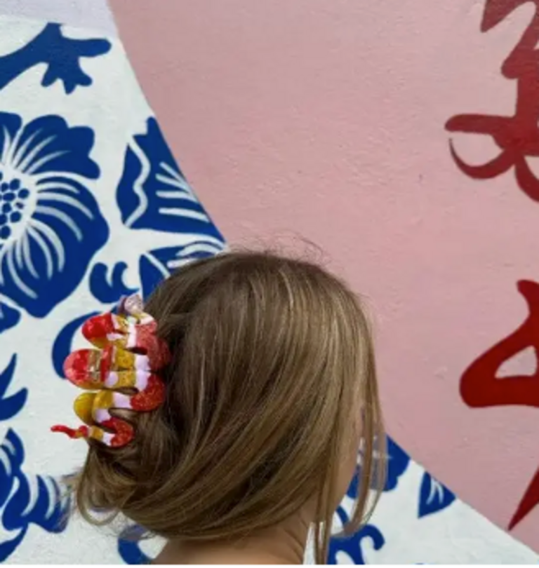 Solar Eclipse Hand-Painted Snake Claw Hair Clip