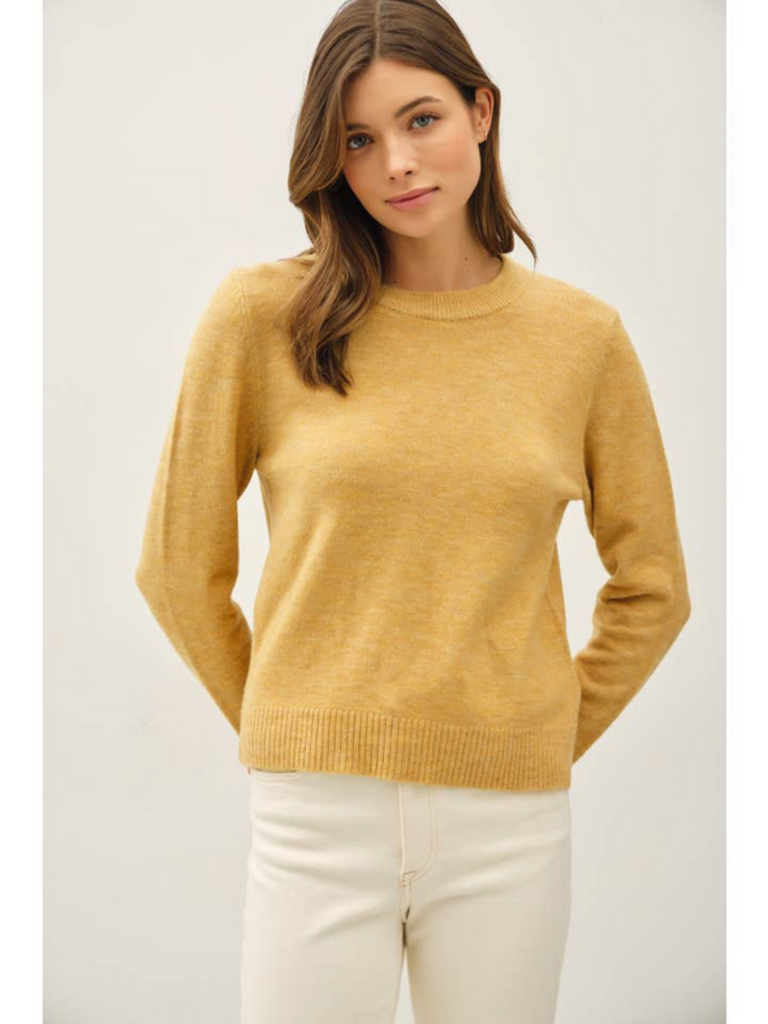 Be Cool Wool Blended Crewneck Sweater in Dijon