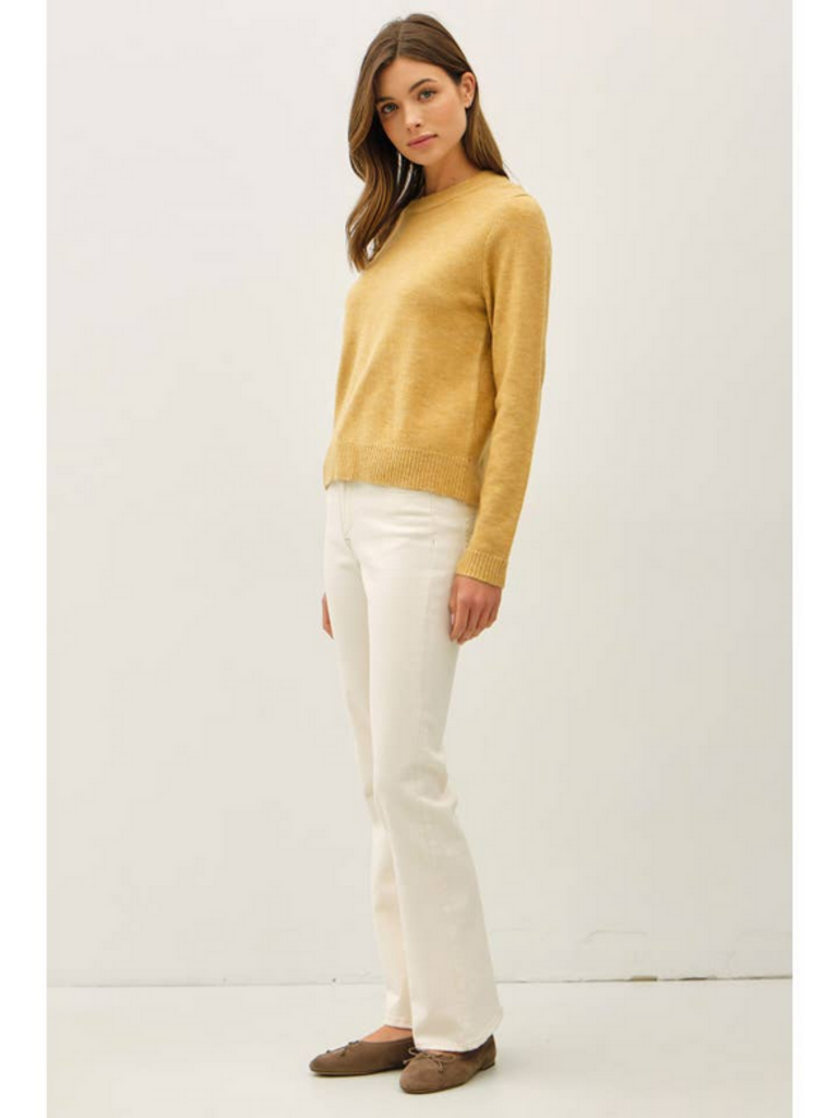Be Cool Wool Blended Crewneck Sweater in Dijon