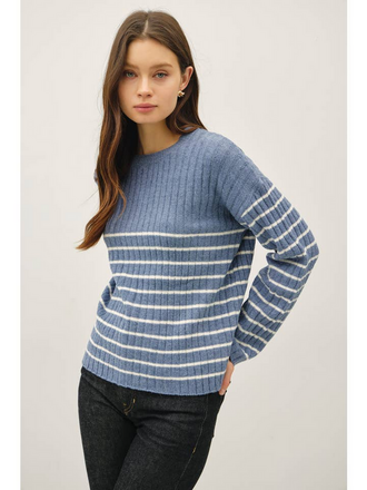 Be Cool Chunky Ribbed Stripe Sweater Top