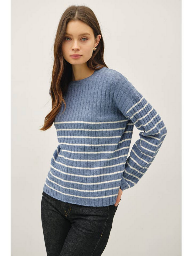 Be Cool Chunky Ribbed Stripe Sweater Top