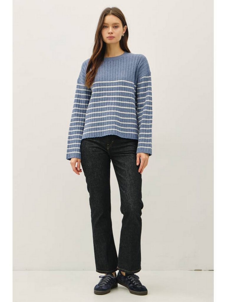 Be Cool Chunky Ribbed Stripe Sweater Top