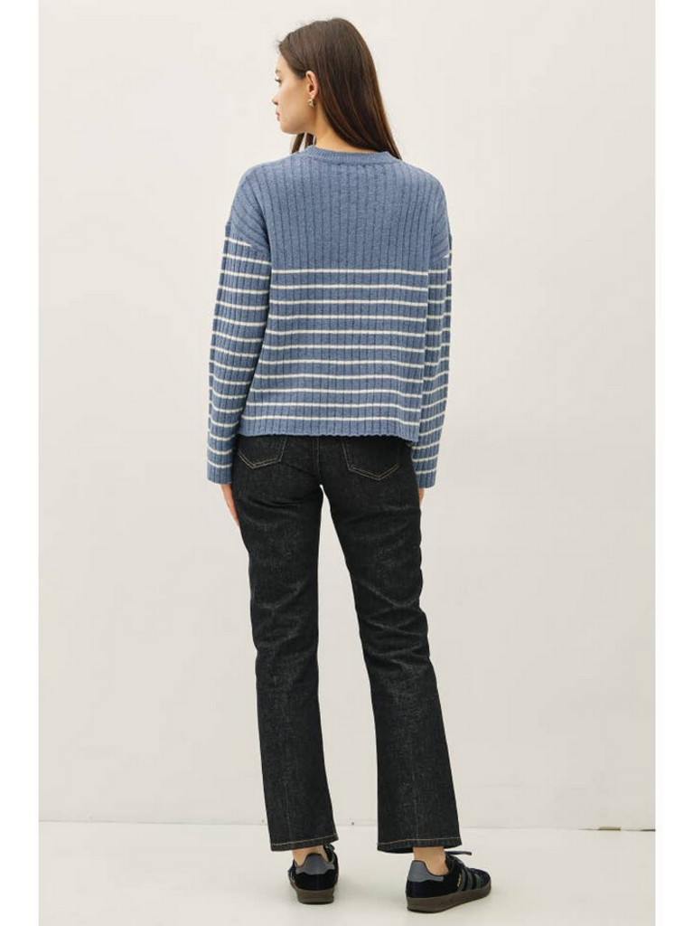 Be Cool Chunky Ribbed Stripe Sweater Top