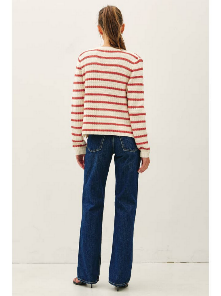 Be Cool Chunky Knit Striped Open Cardigan