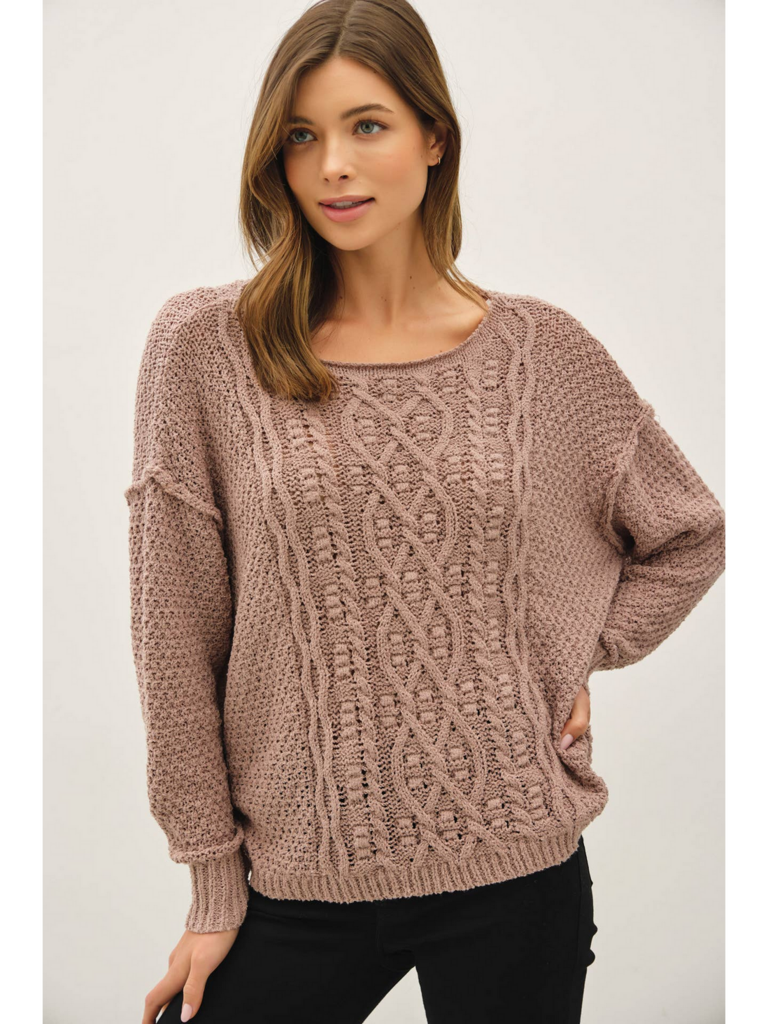 Be Cool Chunky Cable Textured Knit Sweater