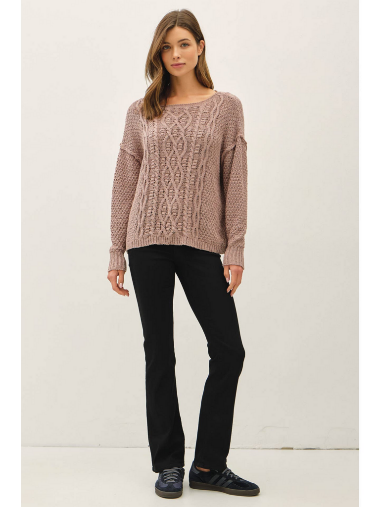 Be Cool Chunky Cable Textured Knit Sweater