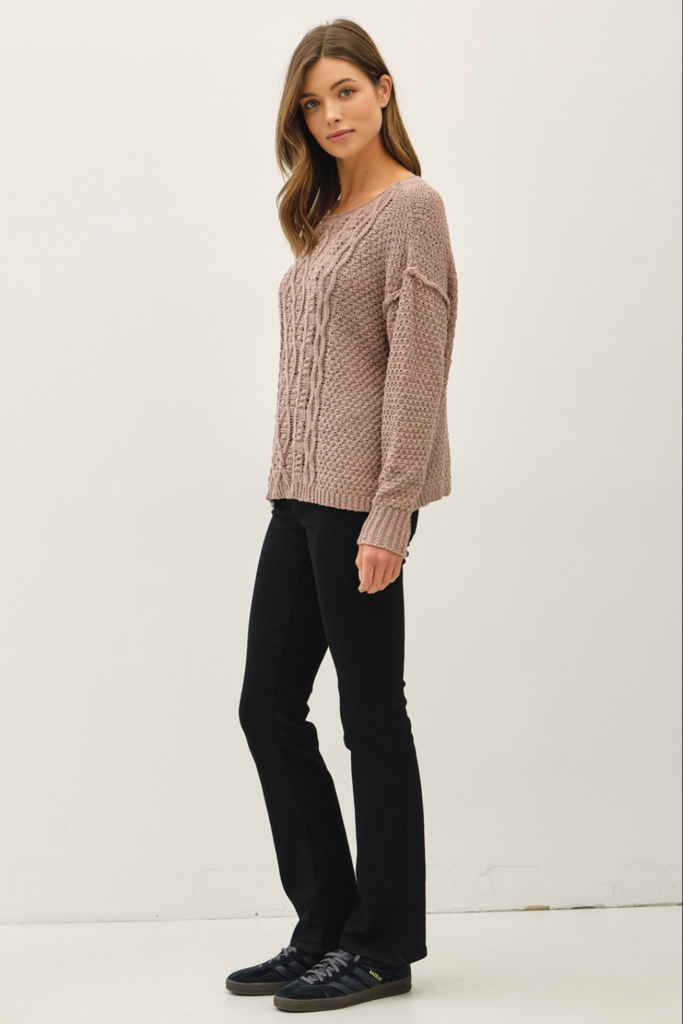Be Cool Chunky Cable Textured Knit Sweater