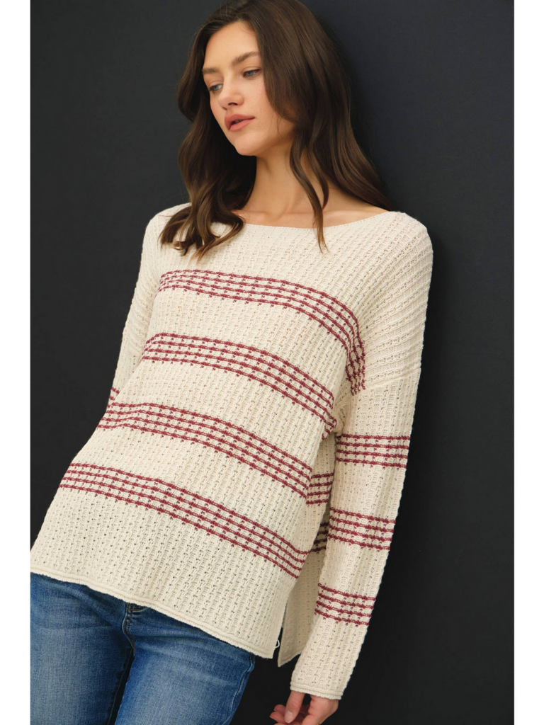 Be Cool Oversized Stripe Long Sleeve Knit Sweater
