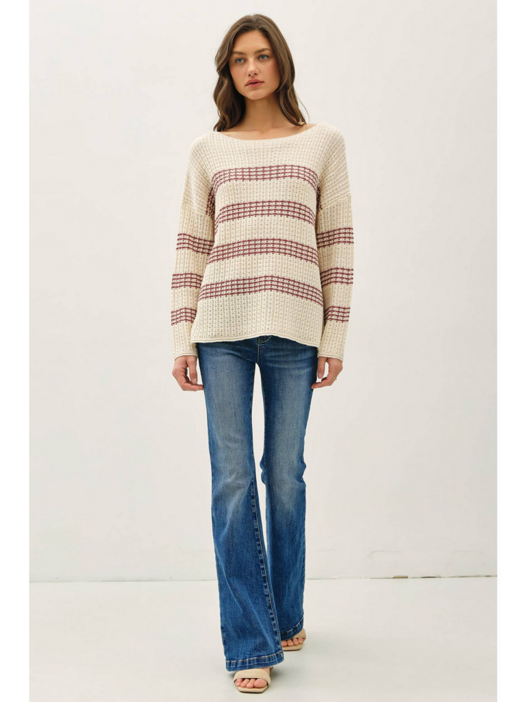 Be Cool Oversized Stripe Long Sleeve Knit Sweater