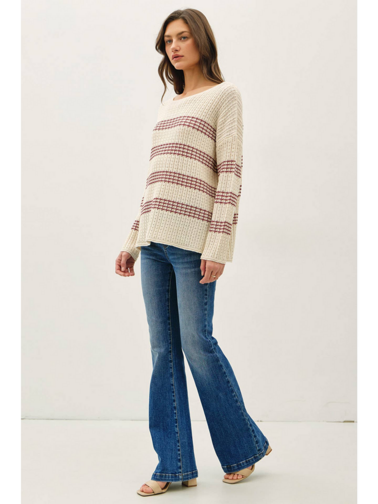 Be Cool Oversized Stripe Long Sleeve Knit Sweater