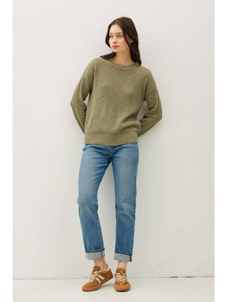 Be Cool Drop Shoulder Waffle Sweater